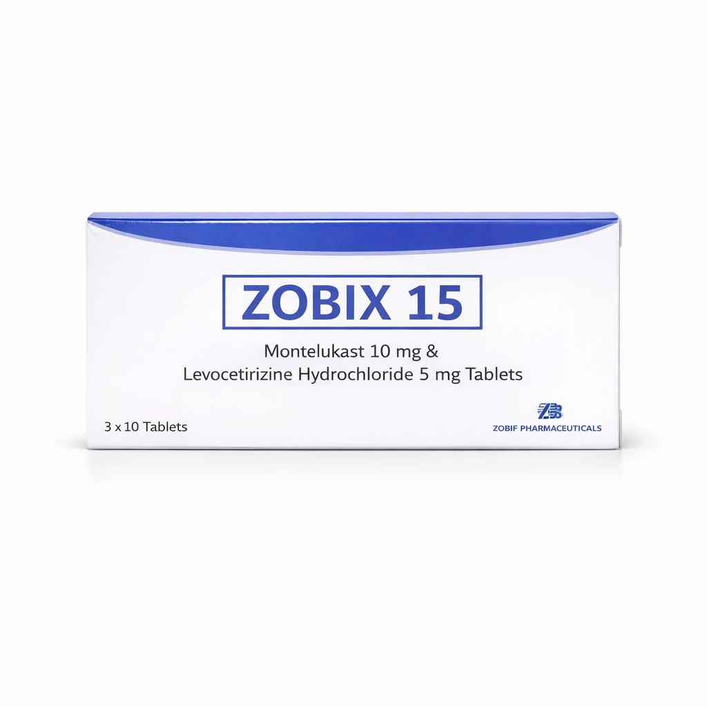 Zobix 15 Montelukast 10 mg + Levocetirizine Hydrochloride 5 mg Film-Coated Tablets x 30 tablets x 10 tablets