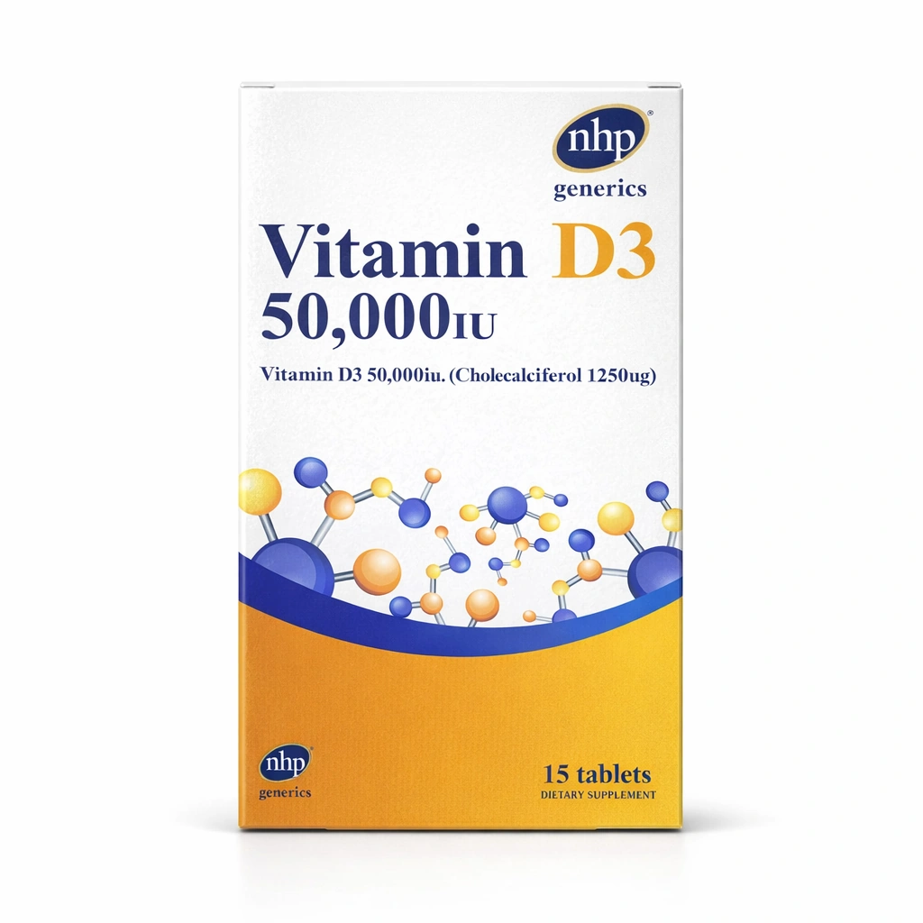 NHP Generics Vitamin D3 50,000 IU x 15 tablets