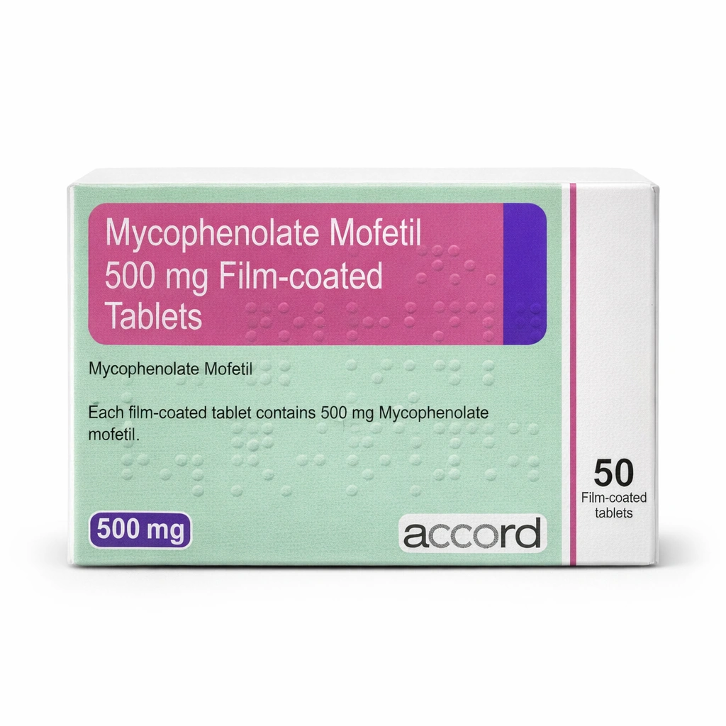 Mycophenolate Mofetil Accord 500 mg x 50 film-coated tablets