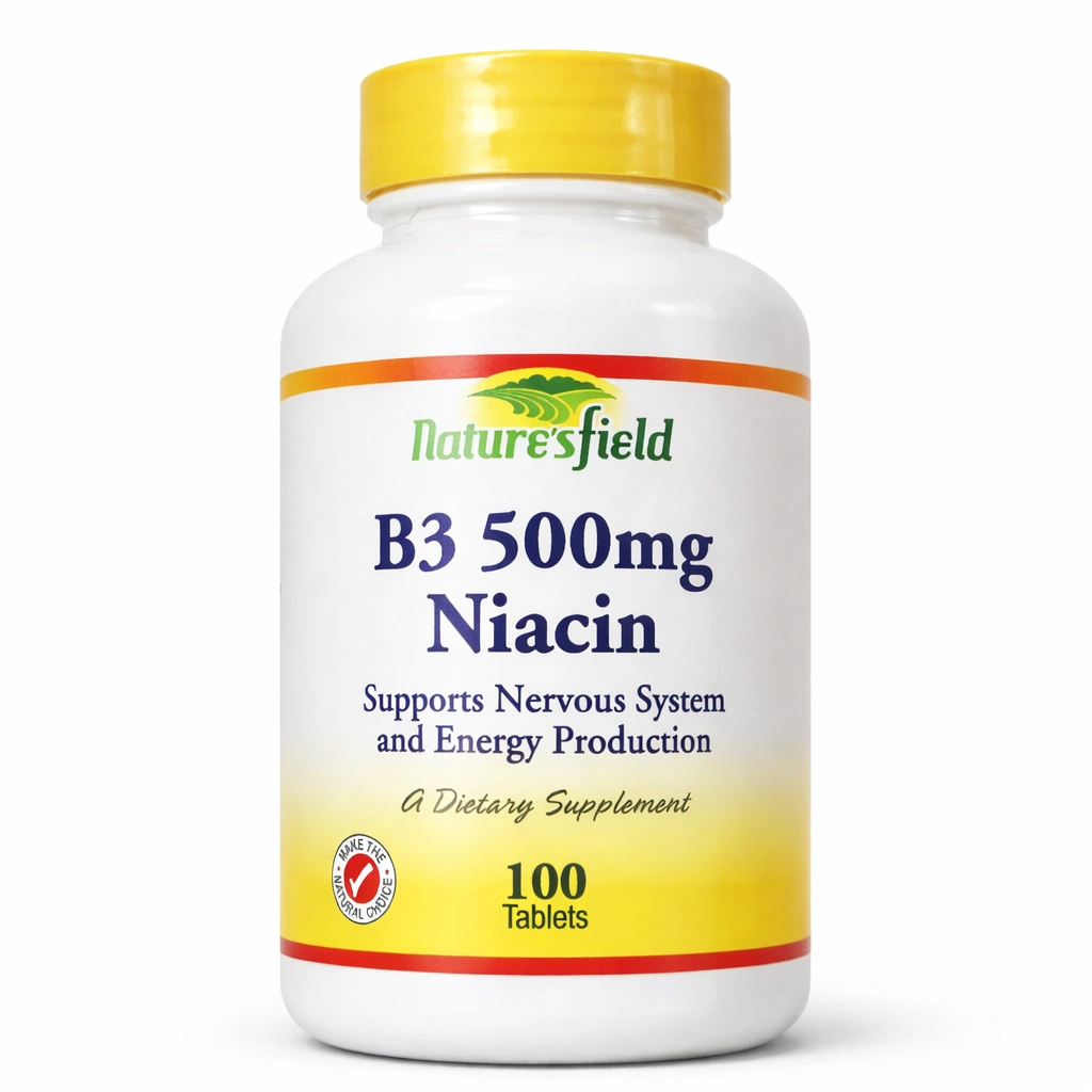 Nature's Field B3 (Niacin) 500 mg Tablets x 100 tablets