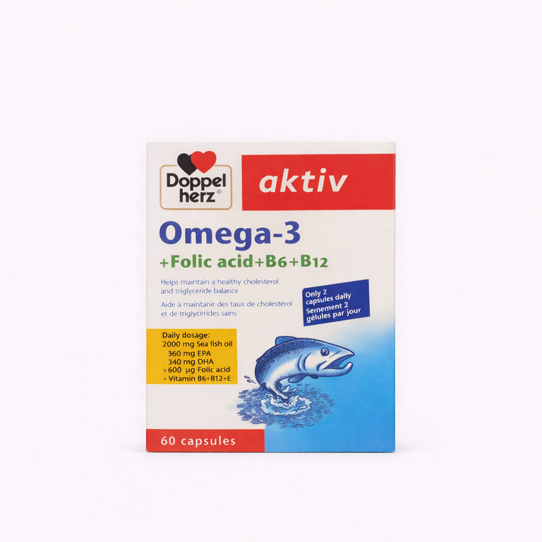 Doppelherz Aktiv Omega-3 + Folic Acid + B6 + B12 x 60 capsules
