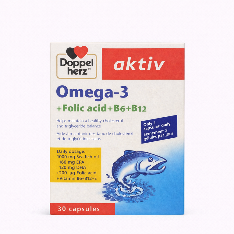 Doppelherz Aktiv Omega-3 + Folic Acid + B6 + B12 x 30 capsules