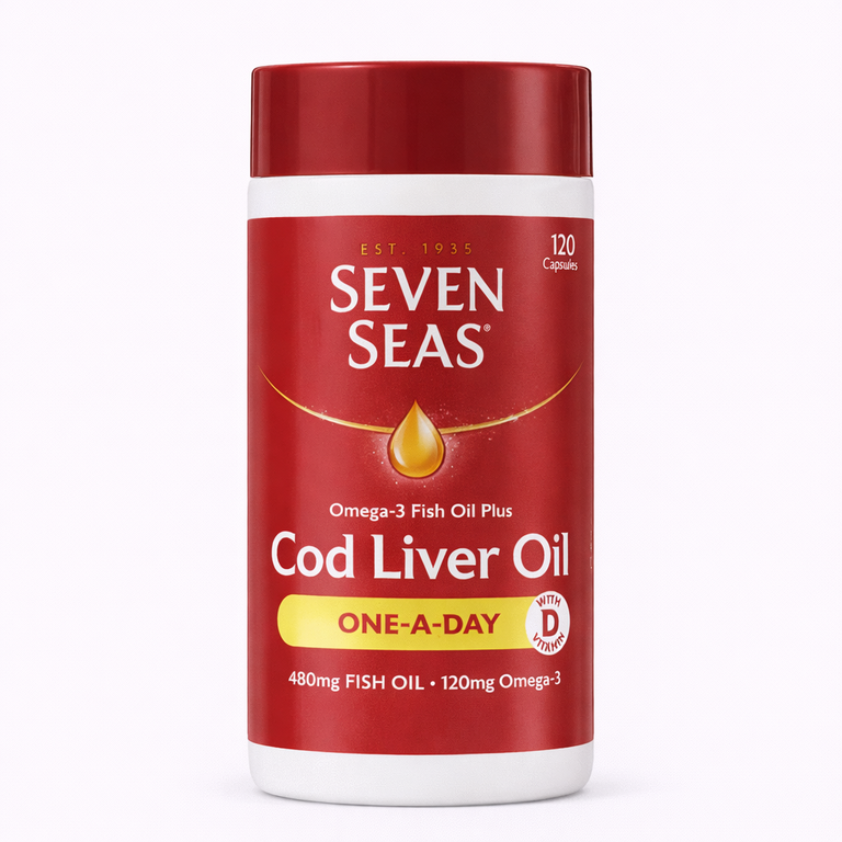 Seven Seas One-A-Day Omega-3 Fish Oil Plus Cod Liver Oil 480 mg fish oil 120 mg Omega-3 x 120 capsules