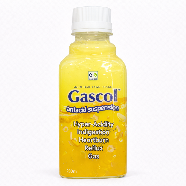 Gascol Antacid Suspension (Magaldrate + Simethicone) 200 ml - Yellow