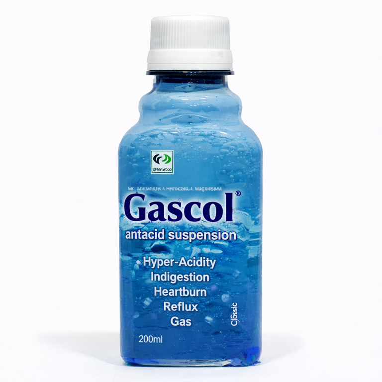 Gascol Antacid Suspension (Magaldrate + Simethicone) 200 ml - Blue