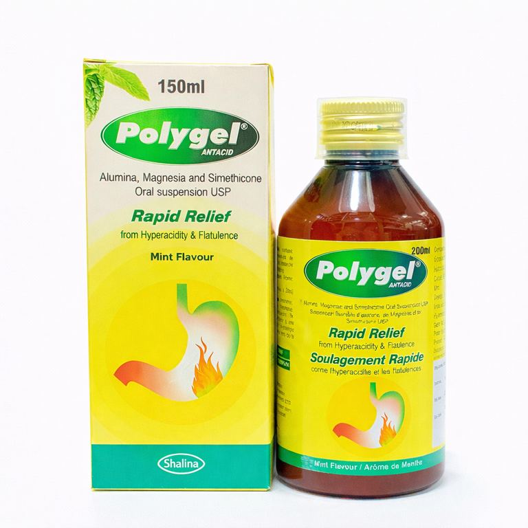 Shalina Polygel Antacid Suspension (Magnesium + Aluminium + Simethicone) 120 ml